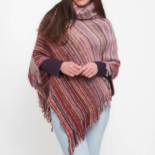 Tiya Gestreifter Poncho mit Trichterausschnitt