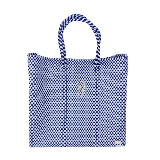 Women's Handmade Checkered Shoulder Strap Tote Bag