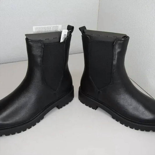 Women's Fashion Chelsea Lug Sole Leather Boots