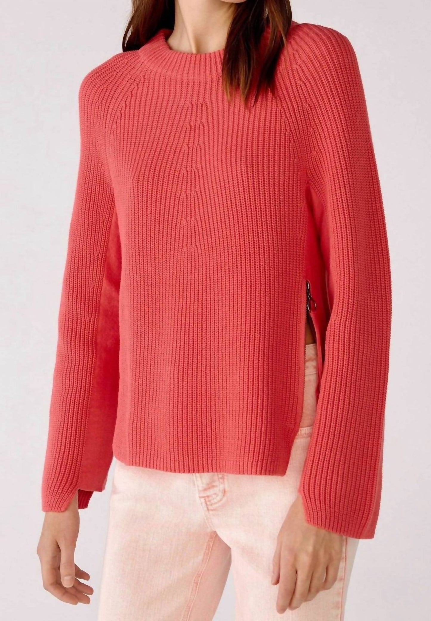 Rundhals-Strickpullover mit offener Rückseite und Bindeband