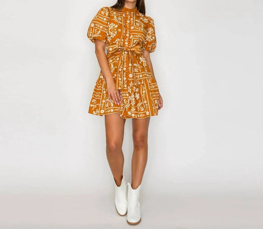 Carmen Bandana Print Cotton Mini Dress