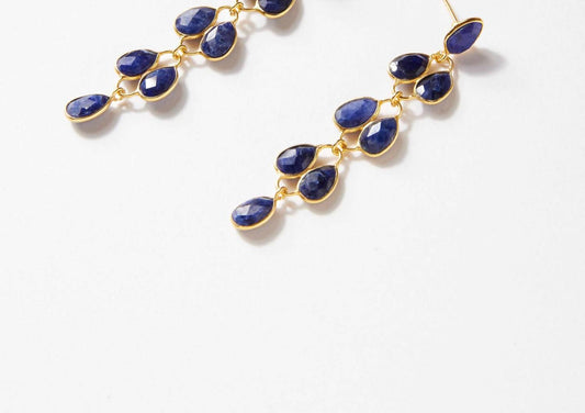Women's Feather Drop Gemstone Earrings