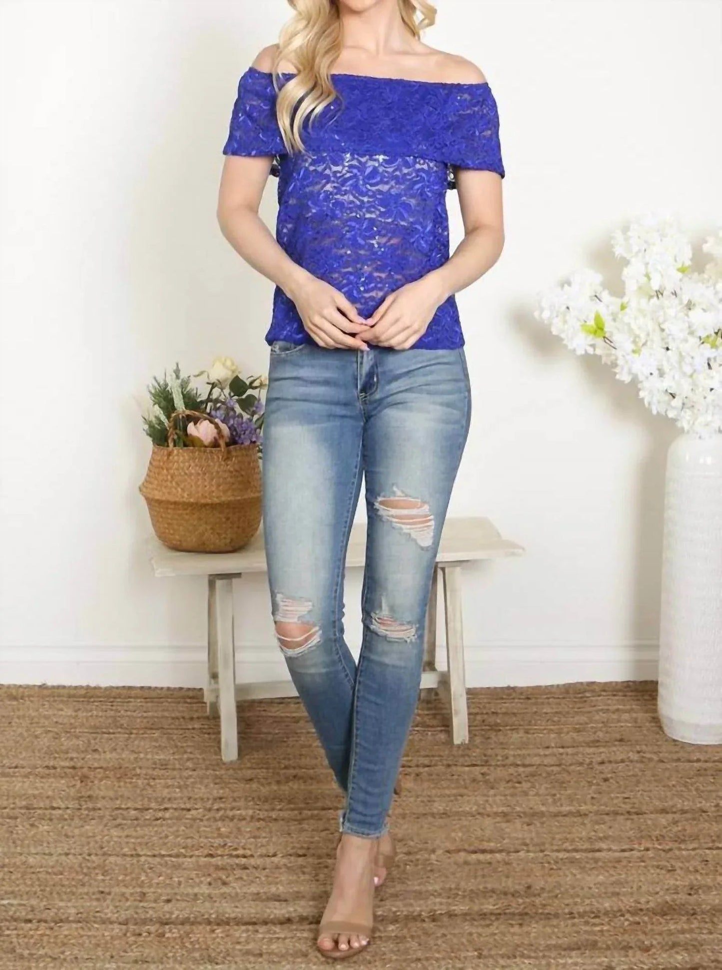Off-Shoulder-Spitzenoberteil
