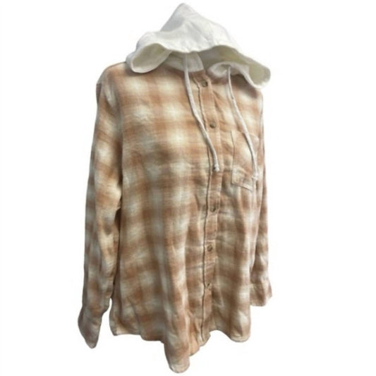 Women's Plaid Flannel Button Up Hoodie Set