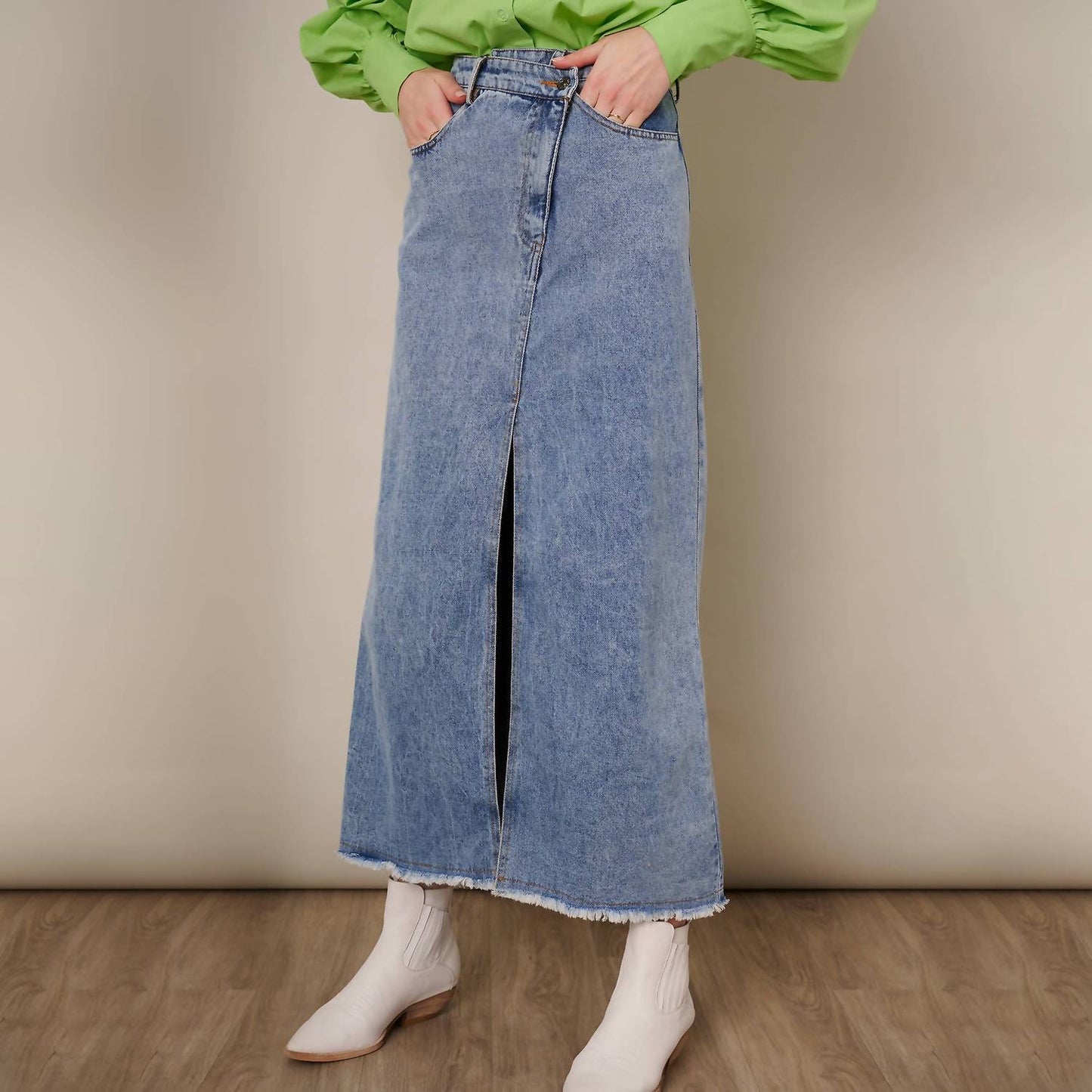 Asymmetrischer Jeans-Maxirock