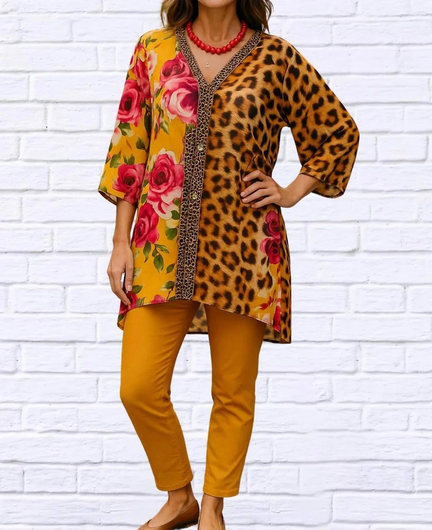 Demi Chiffon Animal And Floral Blouse