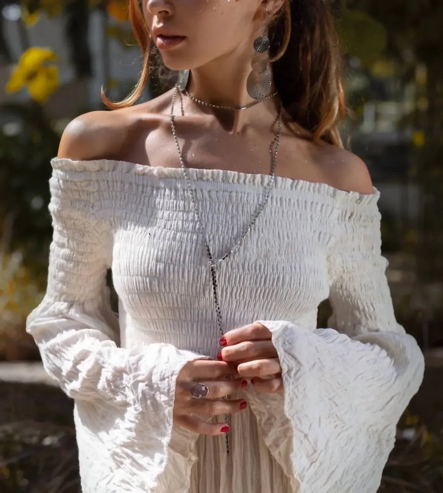 Damen-Maxikleid mit sexy Schultern