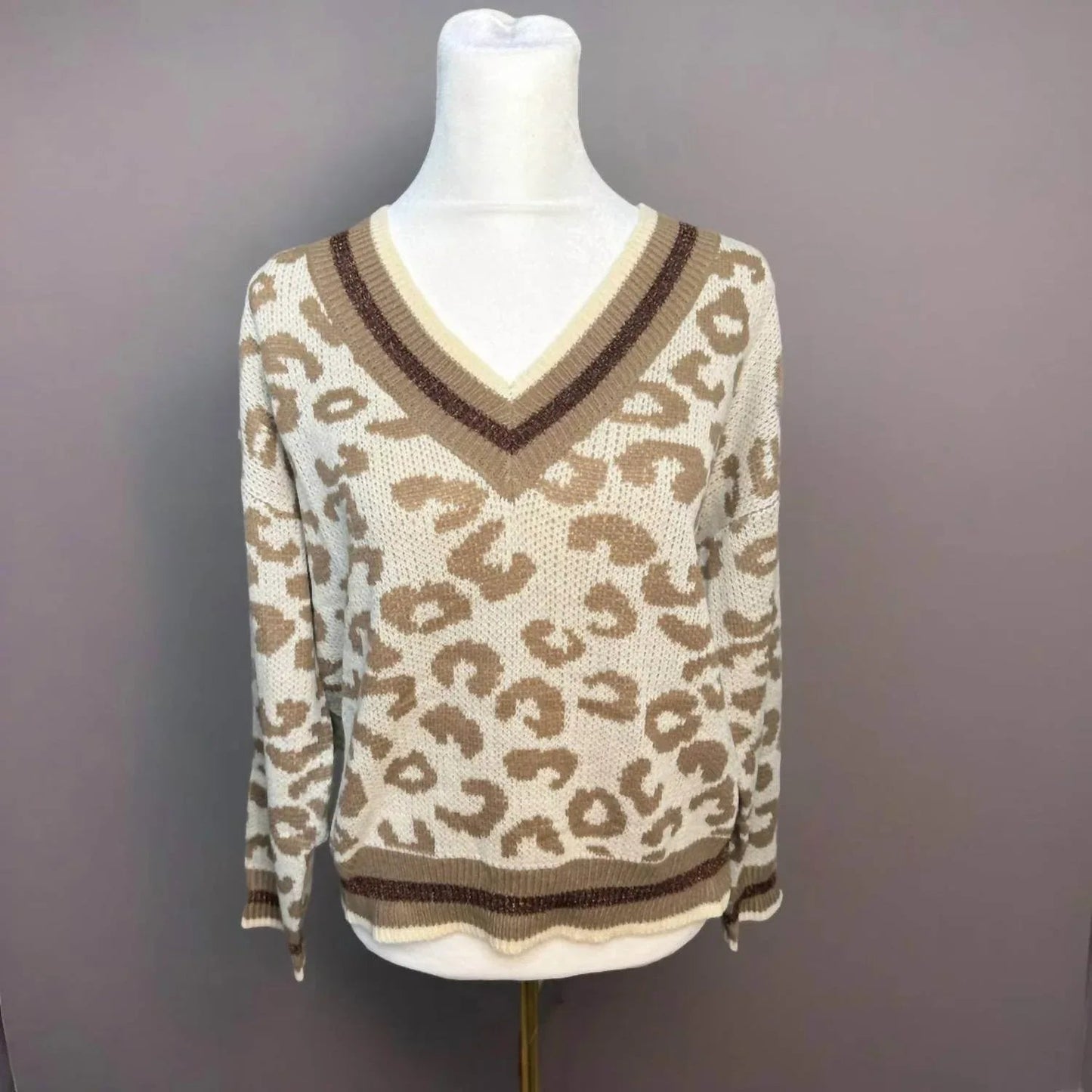 Animal Print Light Knit Winter Sweater