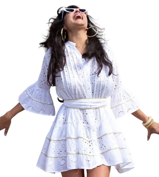 English Embroidery Mini Dress