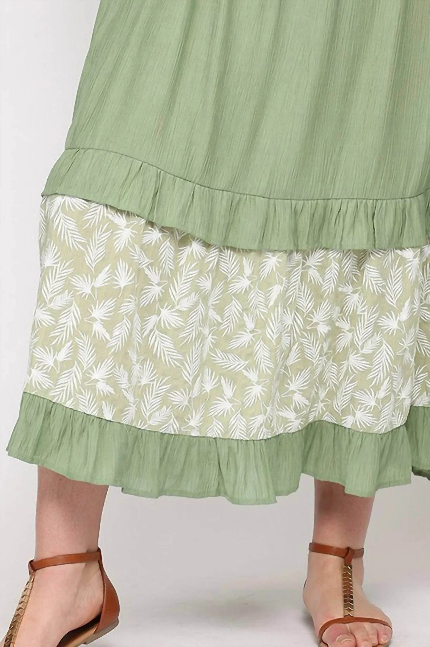 Maxikleid mit Blätterdruck