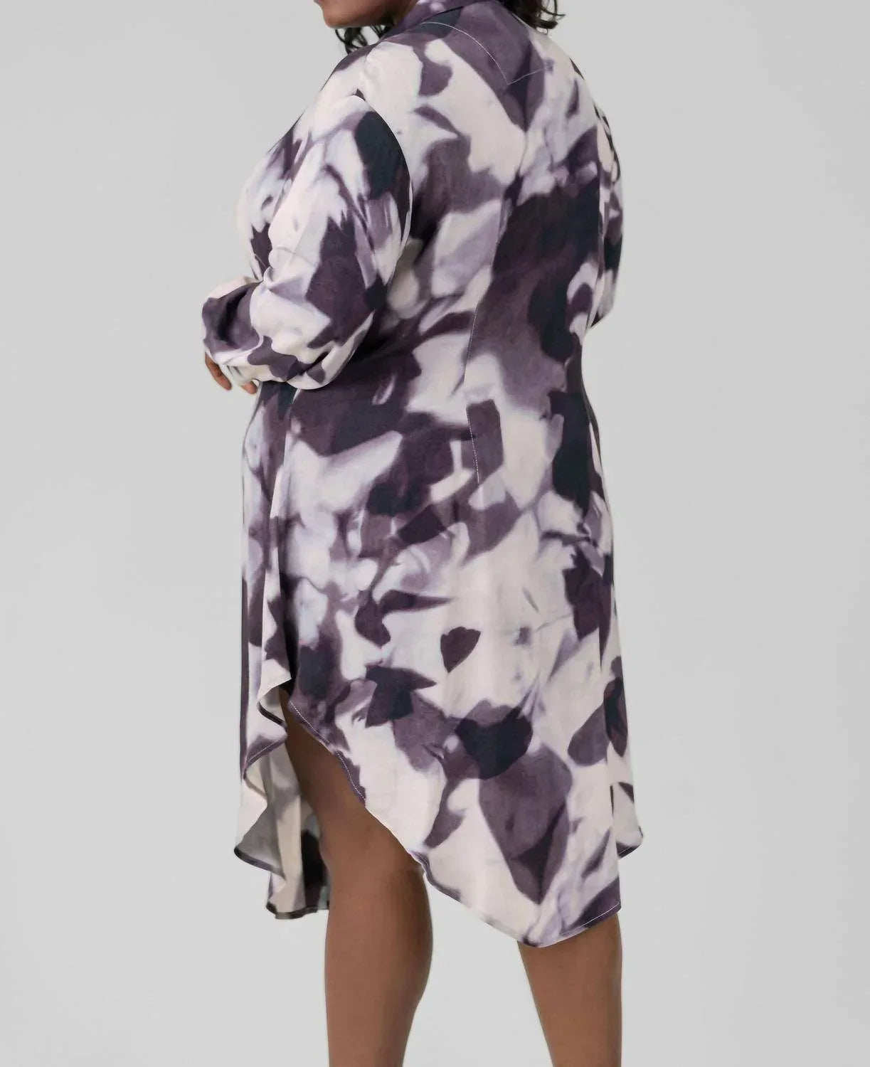 Water Mirror Button Front Midi Dress - Plus