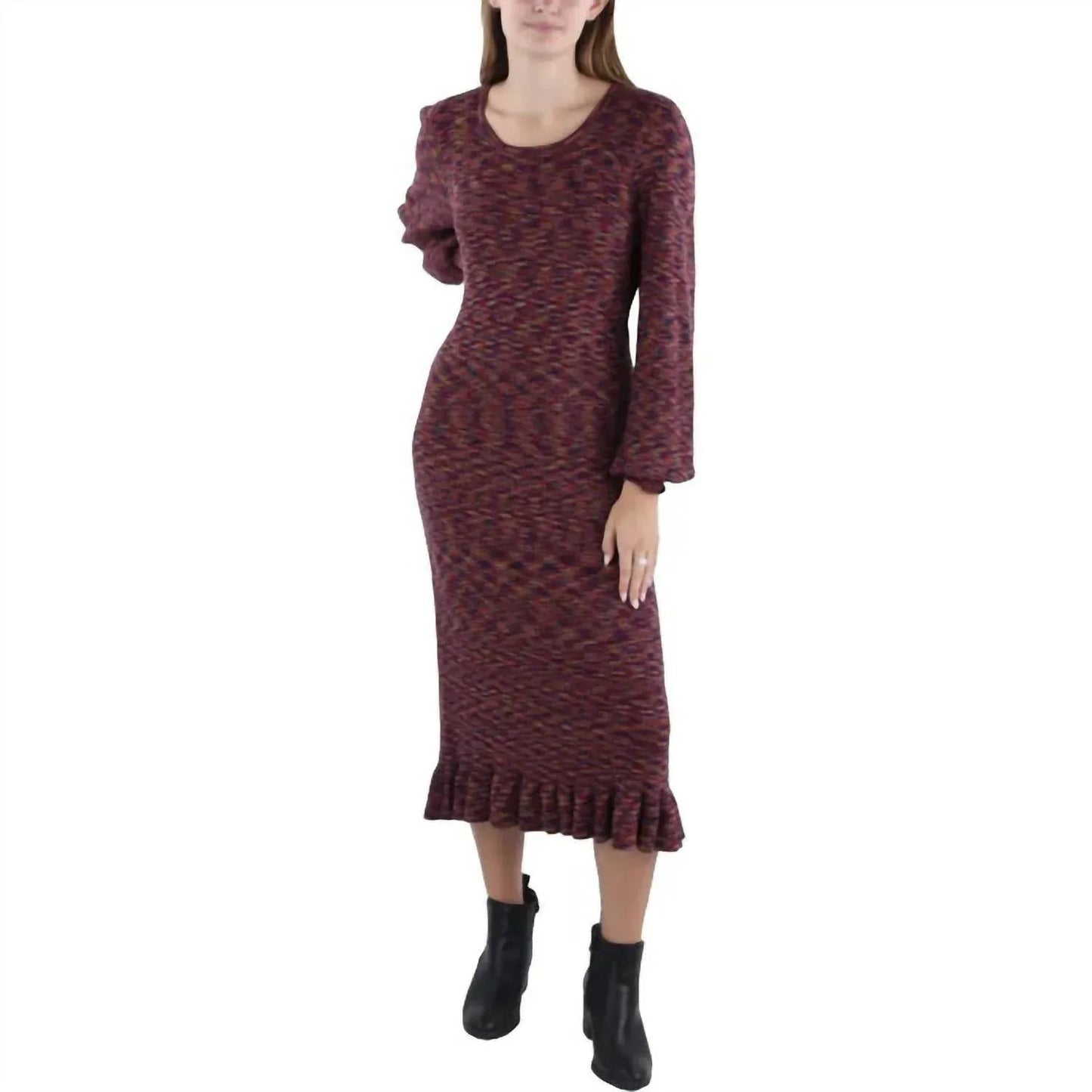 Melierter Midi-Pulloverkleid