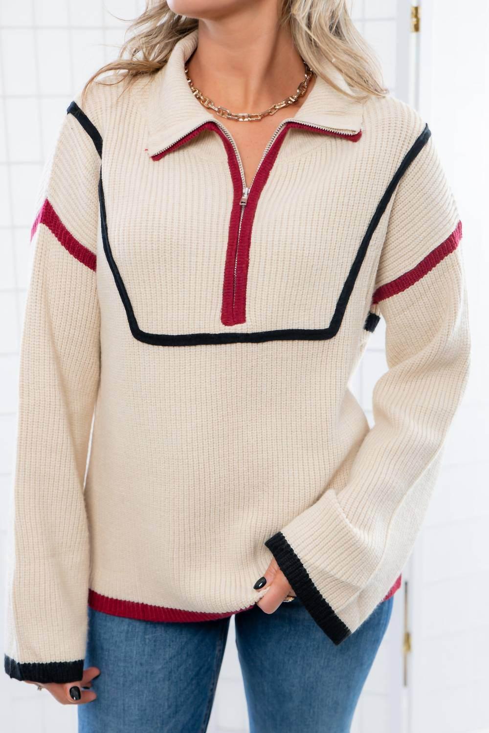 Quarterback Keeper Kontrast-Quarter-Zip-Pullover