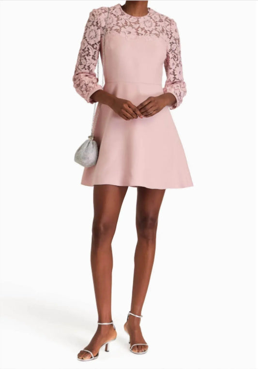Corded Lace Paneled Crepe Mini Dress