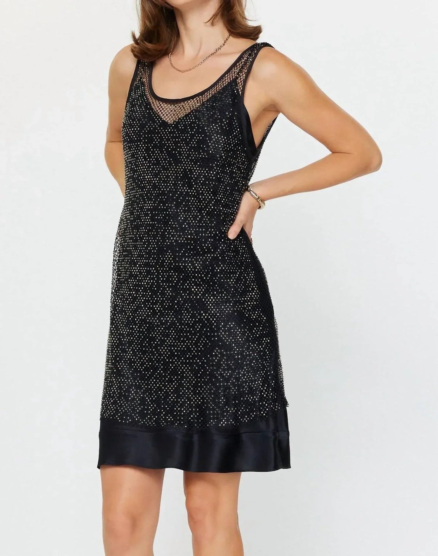 Women's Rhinestone Mesh Dress