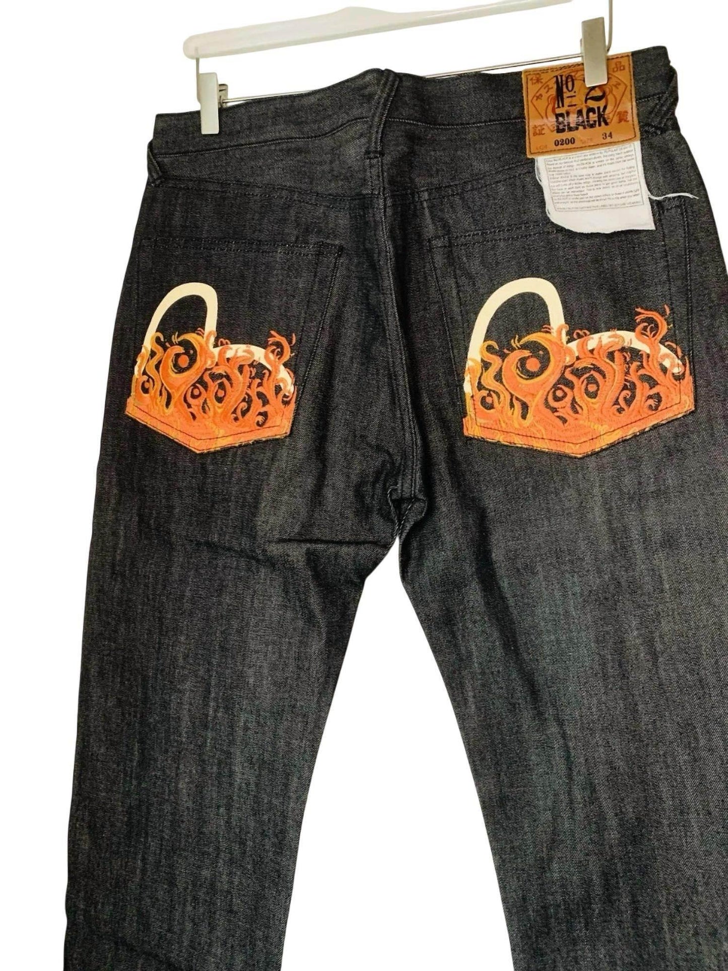Men Selvedge Baggy Jeans With Seagull Logo