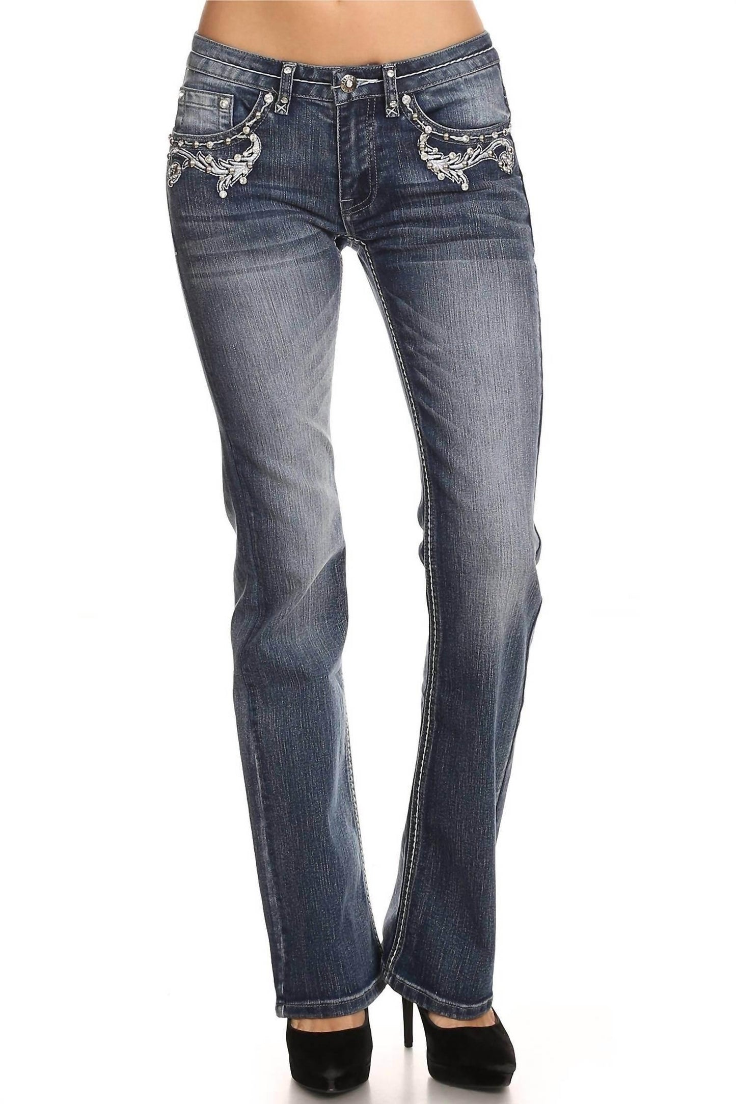Naughty Denim with Skull Pockets