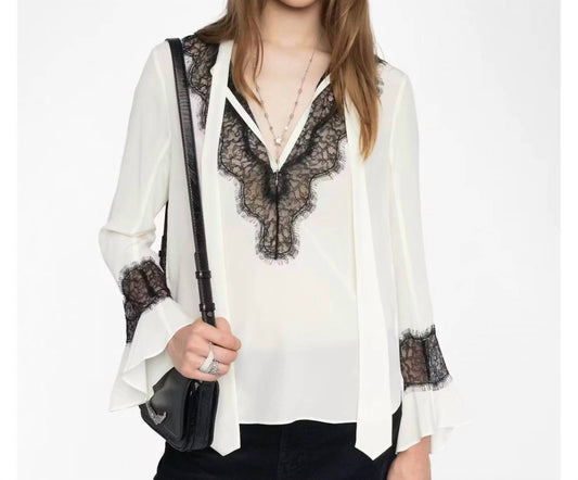 Women's Tuan Lace Trim Silk Blouse
