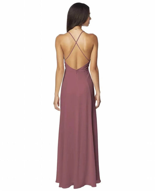 Chiffon V Neck Surplice Bridesmaid Dress