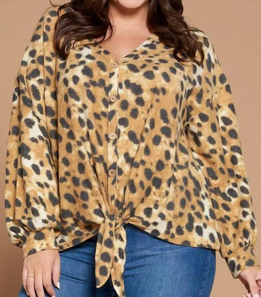 Animal Print Brush Top - Plus
