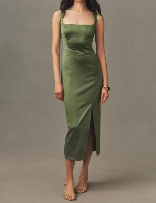 Corset Satin Midi Dress