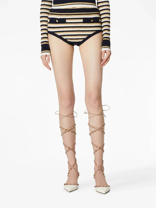 Gestreifte Lurex-Mini-Shorts