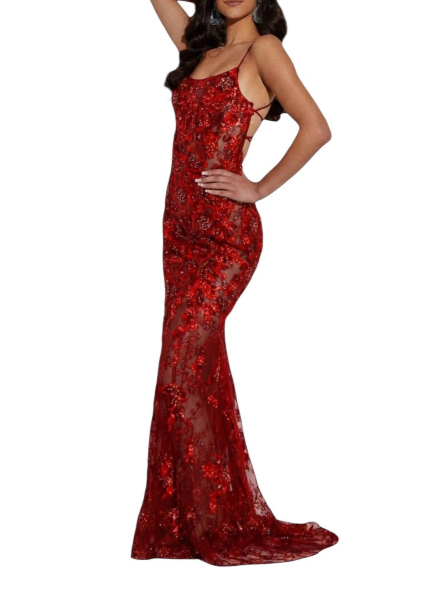 Ärmelloses Abiballkleid mit Pailletten