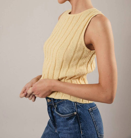 Boat Neck Sleeveless Knit Top