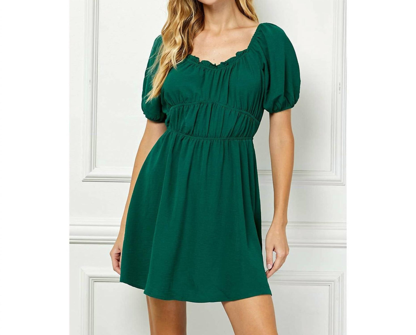 Puff Sleeve With Juliette Waist Tiered Dress