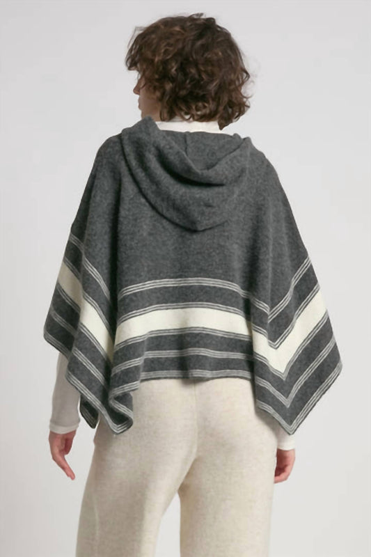 Gestreifter Kapuzencape-Poncho