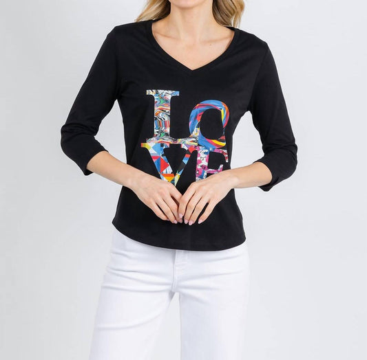 Val V-Ausschnitt T-Shirt mit 3/4 Ärmeln