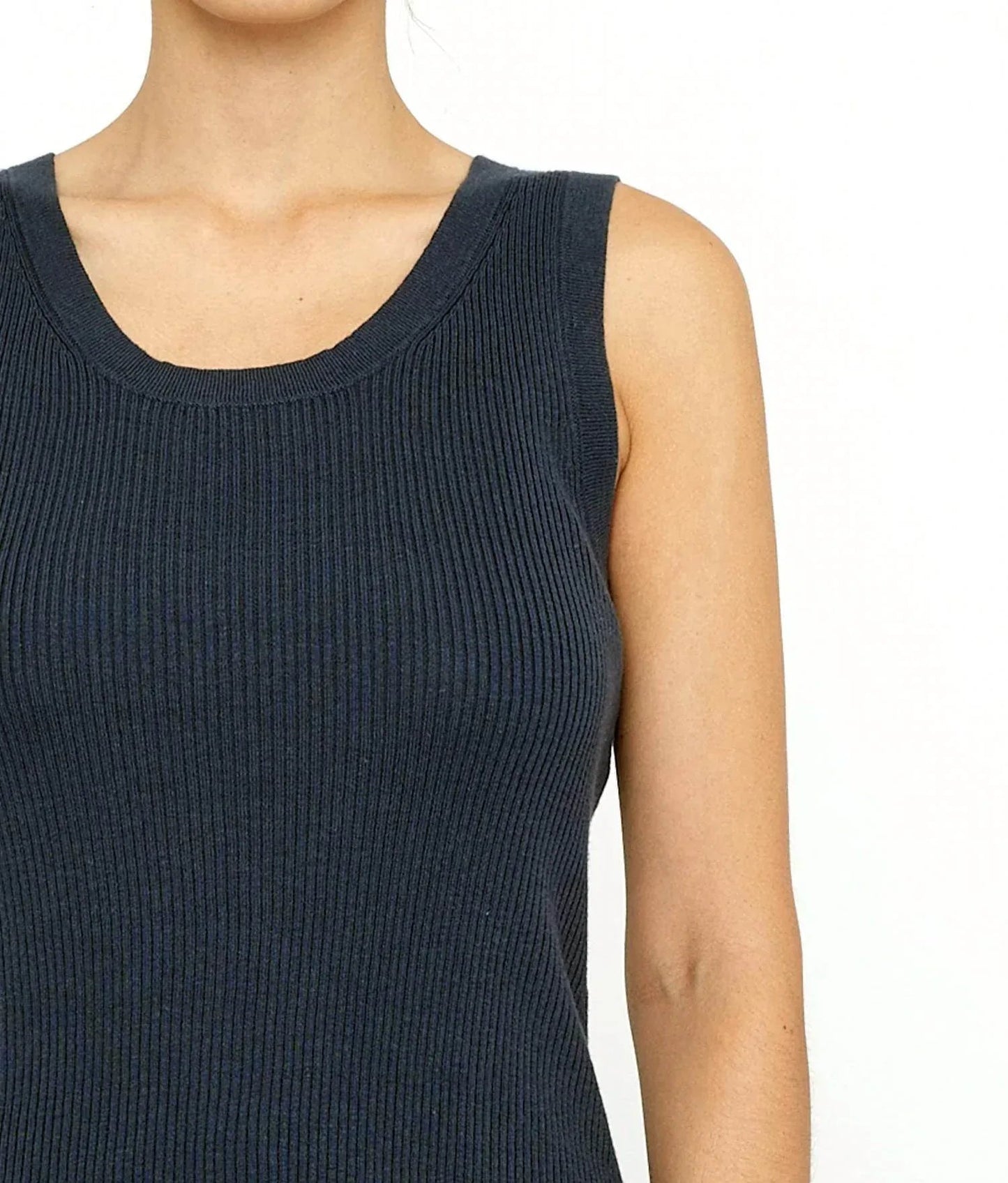 Linen Scoop Neck Knit Tank Top