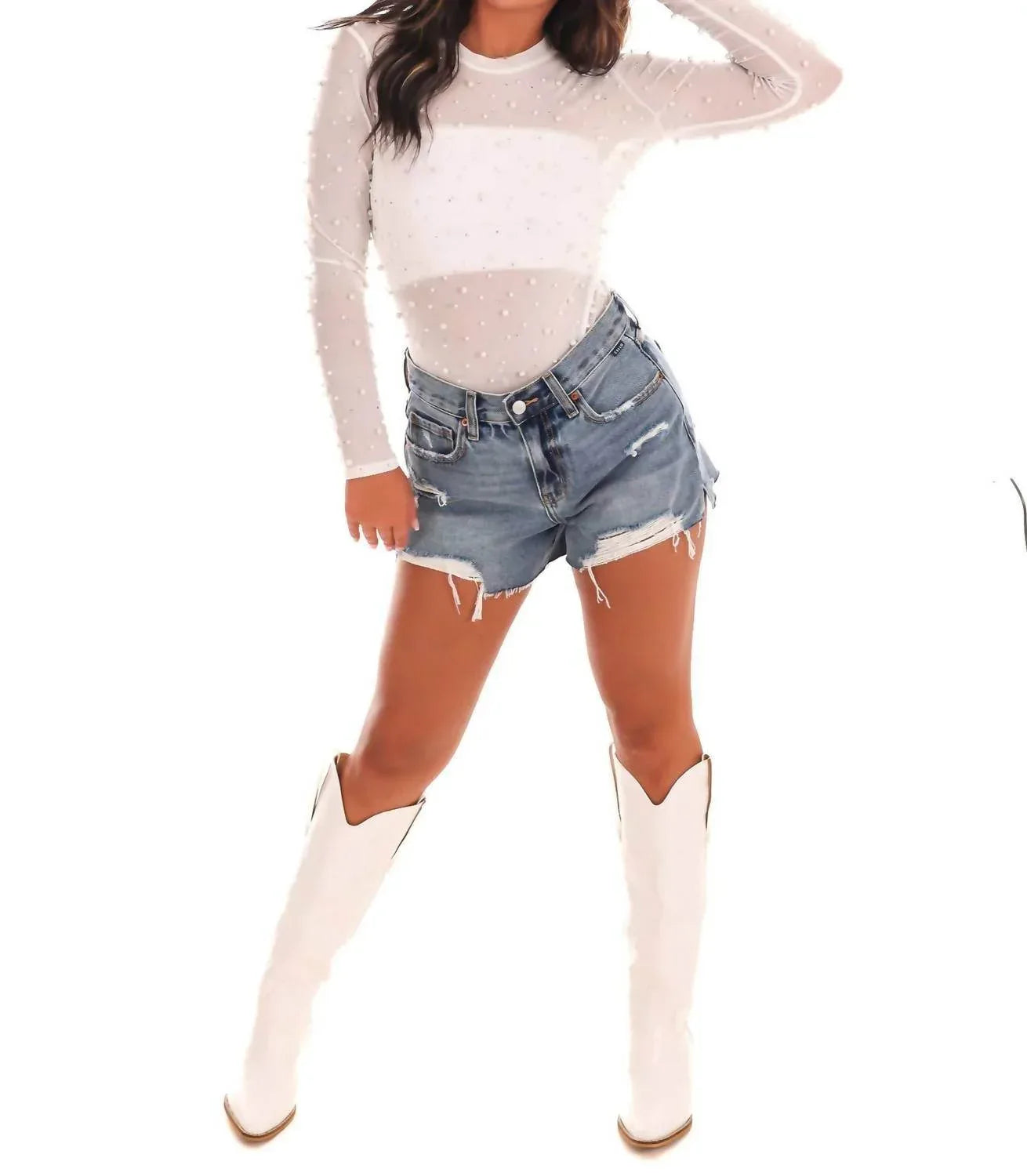 Glänzender und kecker transparenter Bodysuit
