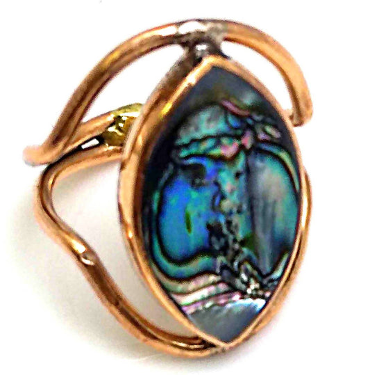 Unisex Pacific Abalone Marquise Kupferring