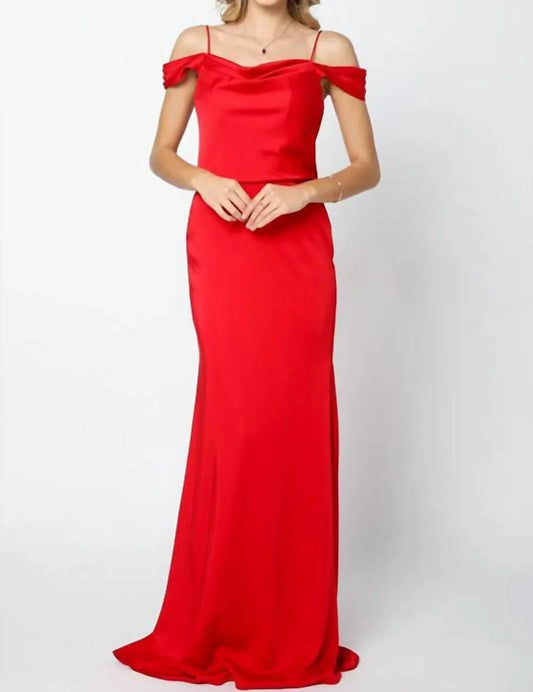 Draped Off-the-shoulder Evening Gown
