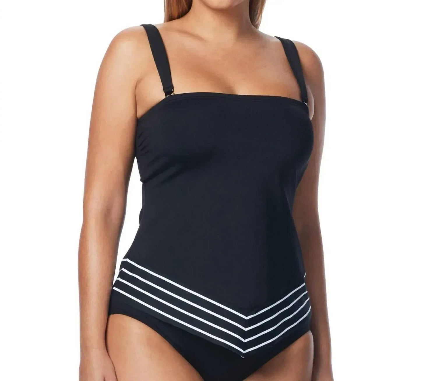 Serenity Stripe D-cup Bandeau Scarf Underwire Tankini Top