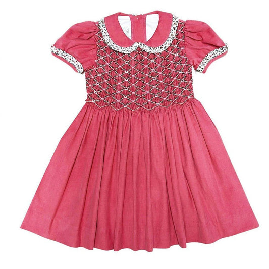 Mädchen Isabella Handbesticktes Cordkleid