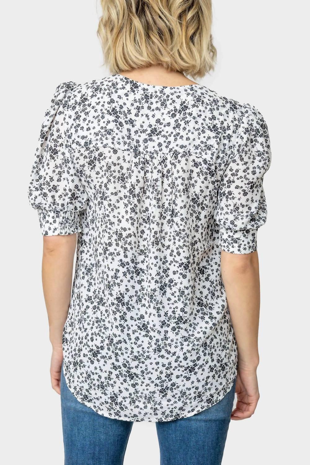 Puff Sleeve V-Neck Blouse