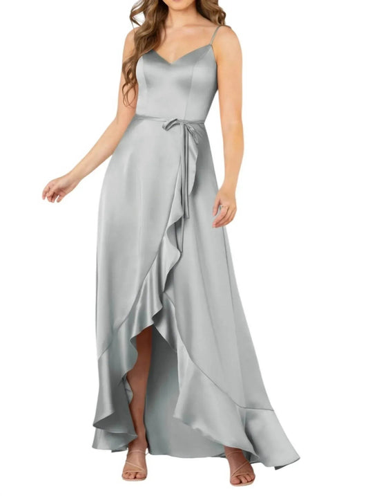 Kurzes Brautjungfernkleid mit Neckholder, herzförmigem Ausschnitt und Spaghettiträgern