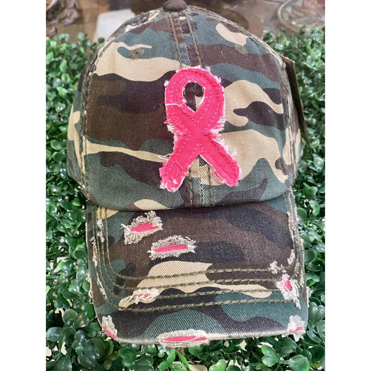 Women's Distressed Ribbon Hope Baseball Cap