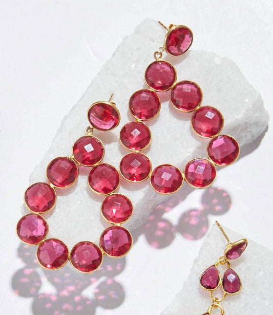 Women's Gemstone Bezel Drop Earrings
