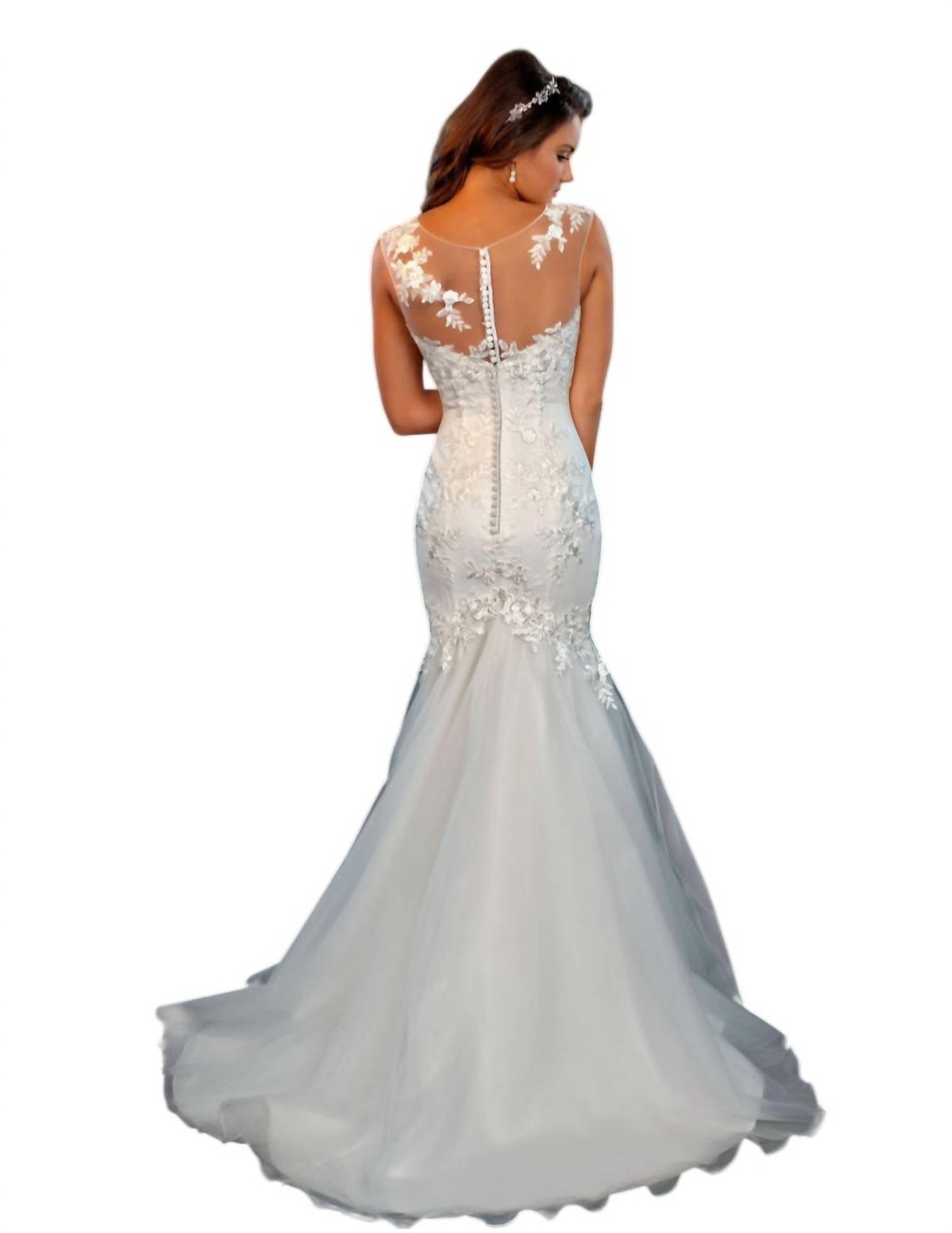 Braut-Maxikleid mit V-Ausschnitt und figurbetontem Schnitt
