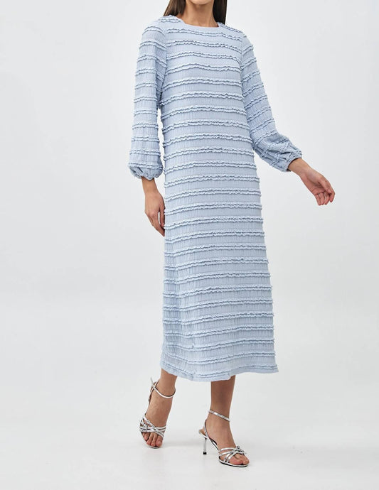 Elegant Long Sleeves Textured Maxi Dress