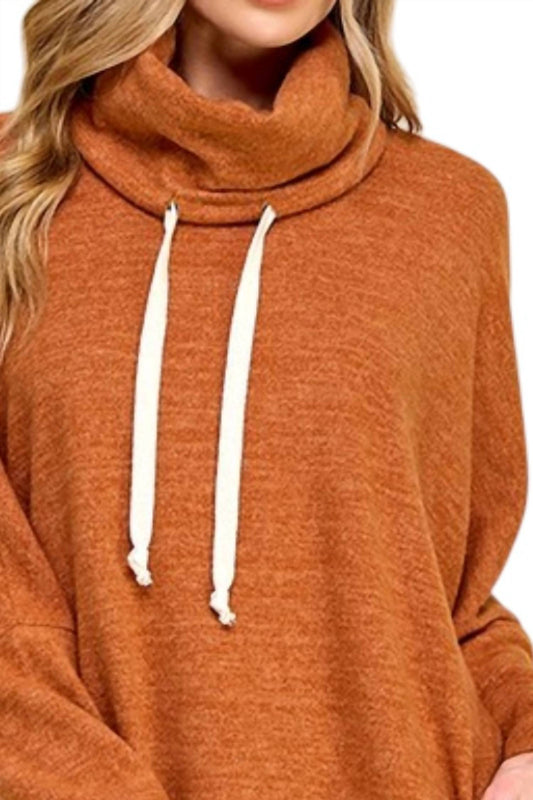 Rollkragen-Longline-Pullover-Oberteil – Plus Size