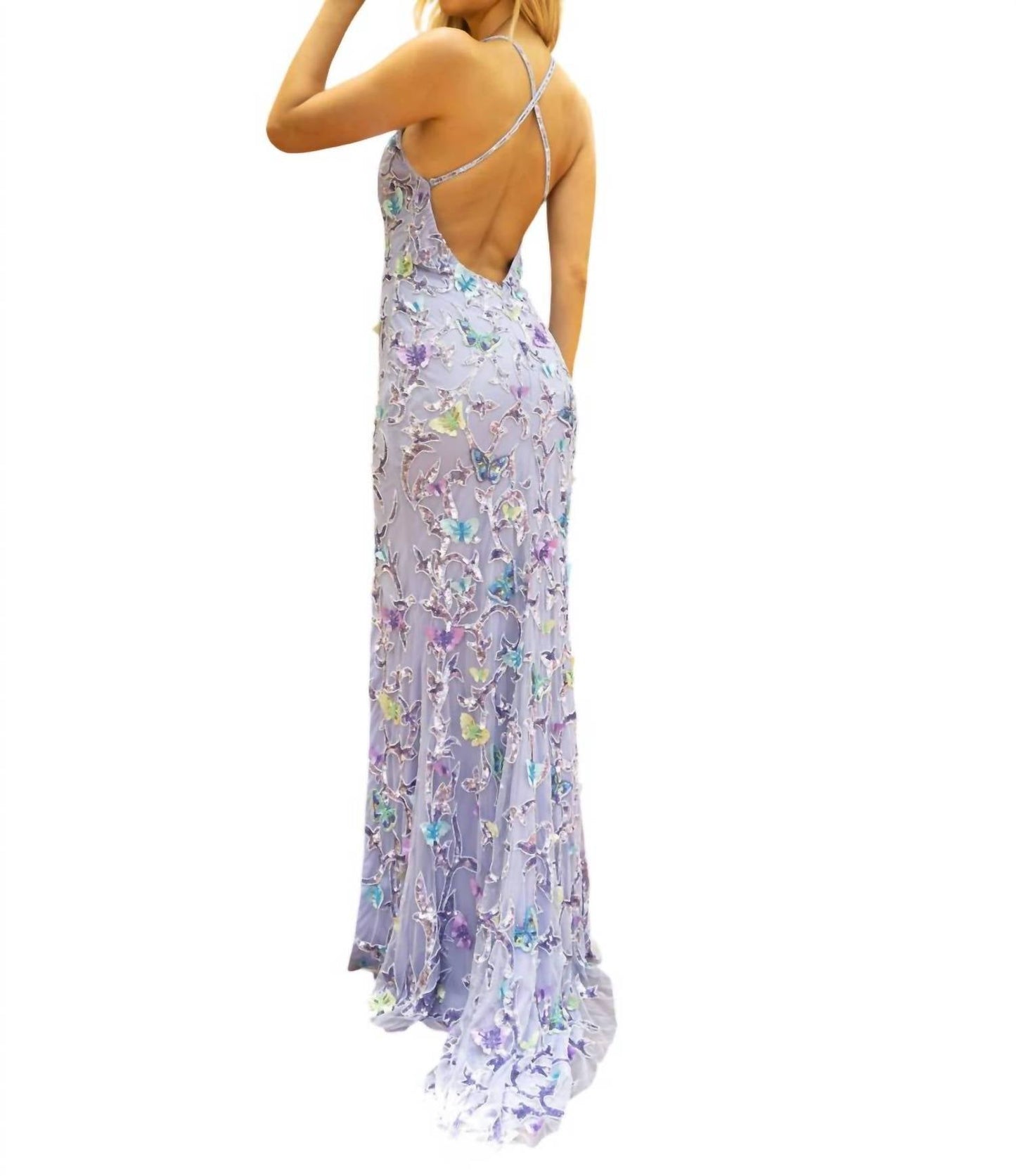 Bedrucktes Kleid mit tiefem V-Ausschnitt