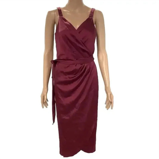 Women's Drape Wrap Midi Dress