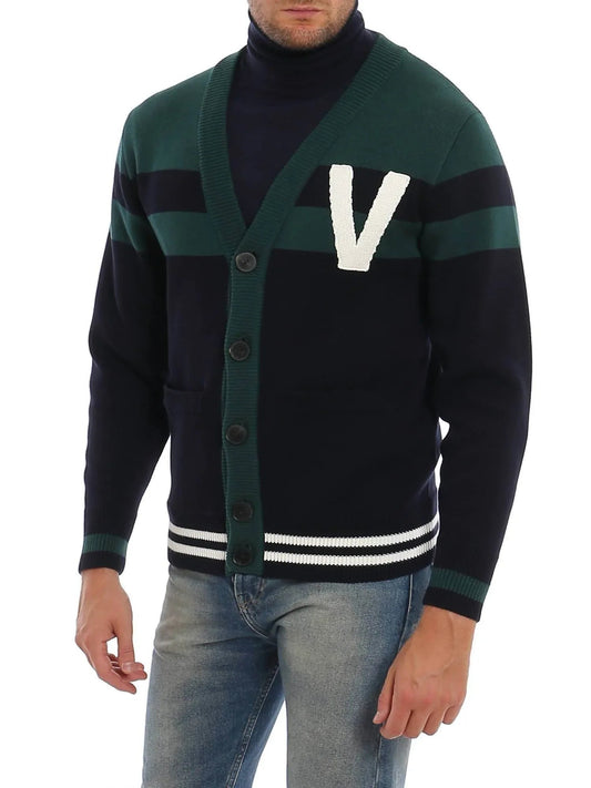 Cardigan mit V-Logo-Aufnäher