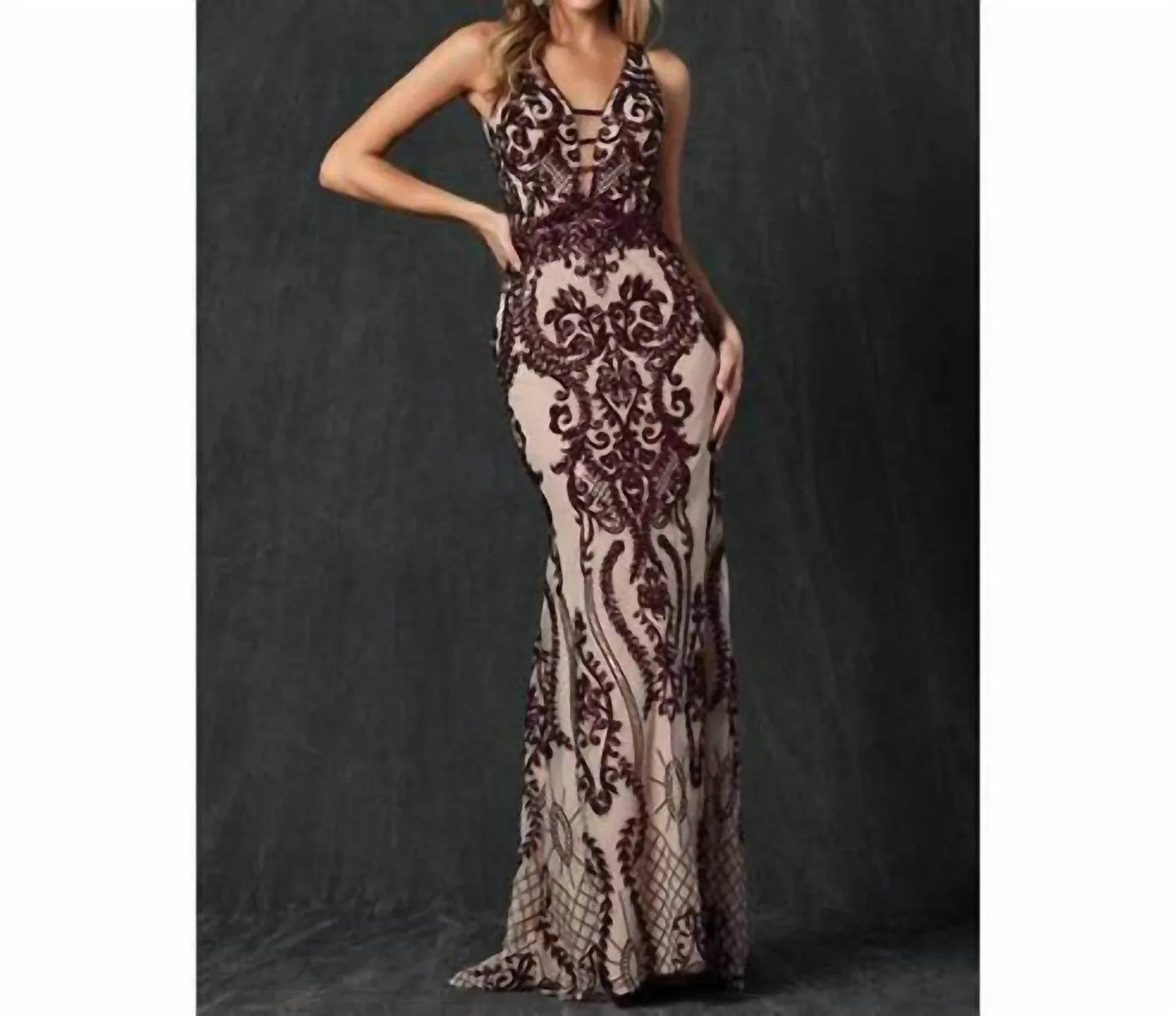 Sequined Deep V-neck Mermaid Dress