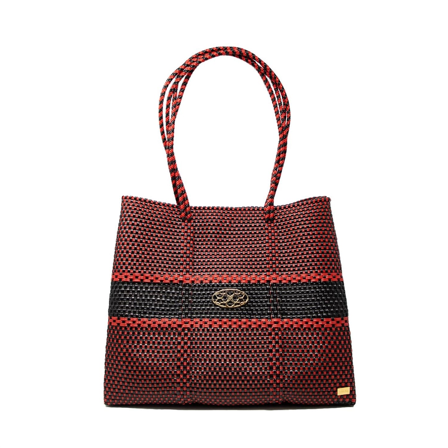 Gestreifte gewebte Damen-Reisetasche mit Clutch