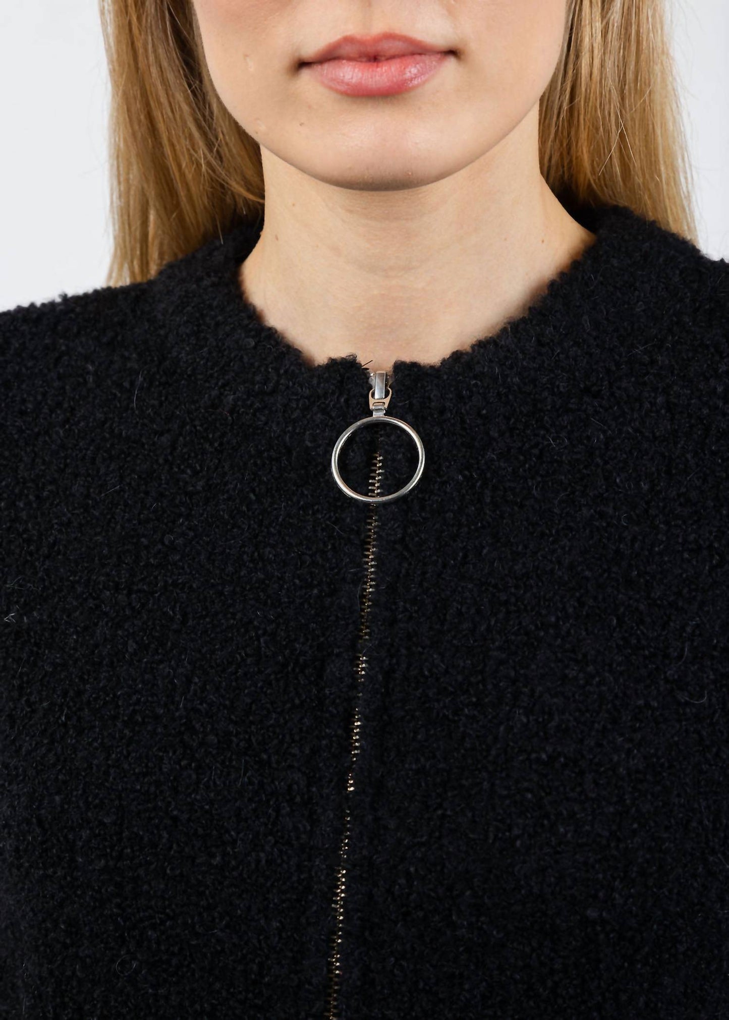 Boucle Zip Knit Sweater